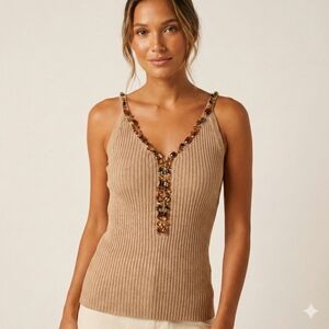Belldini Tan Beaded Camisole